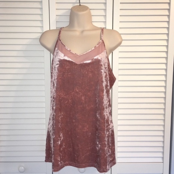 Liquid by Sioni Tops - LIQUID BY SIONI BLUSH CRUSHED VELVET CAMI NWT